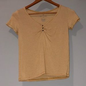American eagle yellow and white top